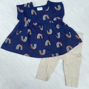 Hanna Andersson Rainbow Stripe Dress Tunic & Leggings Set